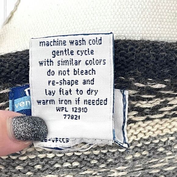 Lane Bryant Fair Isle Blue Tunic Sweater Wool Blend V Neck Venezia SZ 22/24 - Picture 9 of 10